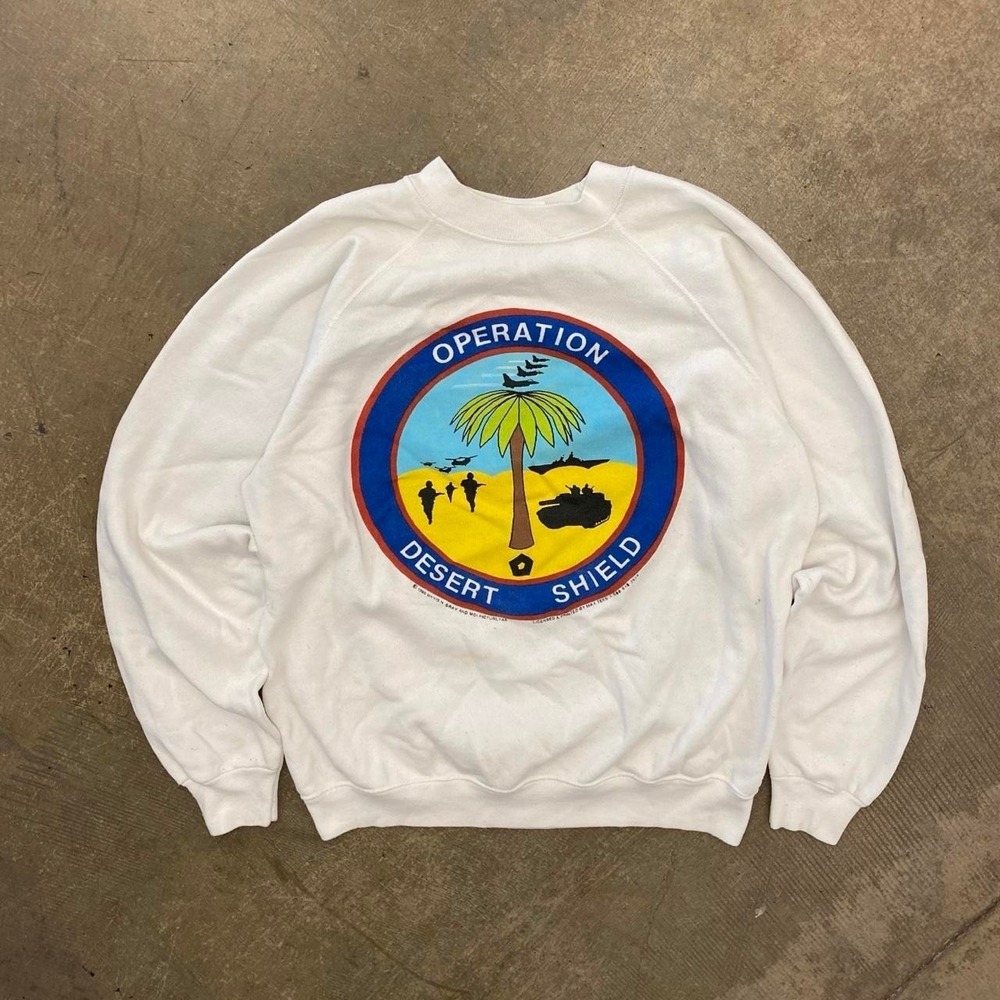 Vintage 90s Operation Desert Shield Military USA Sweatshirt Crewneck Size Large
